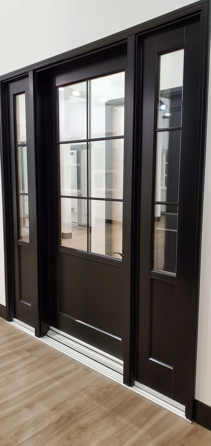 Black entry door display
