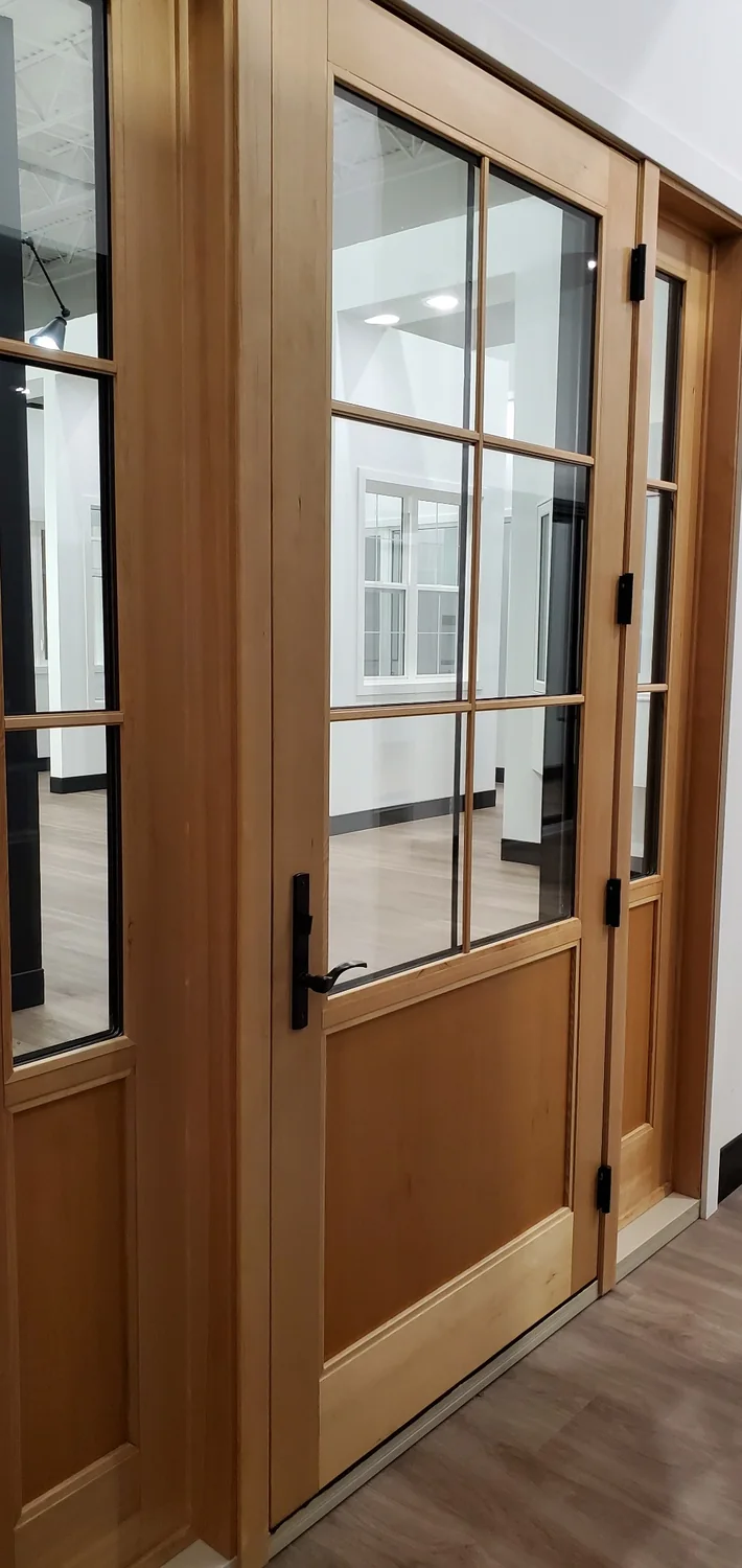 Wood entry door display