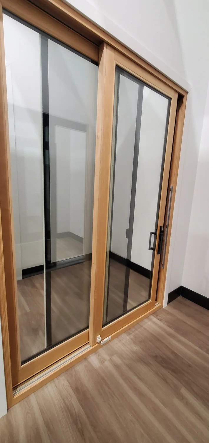 Wood patio door display